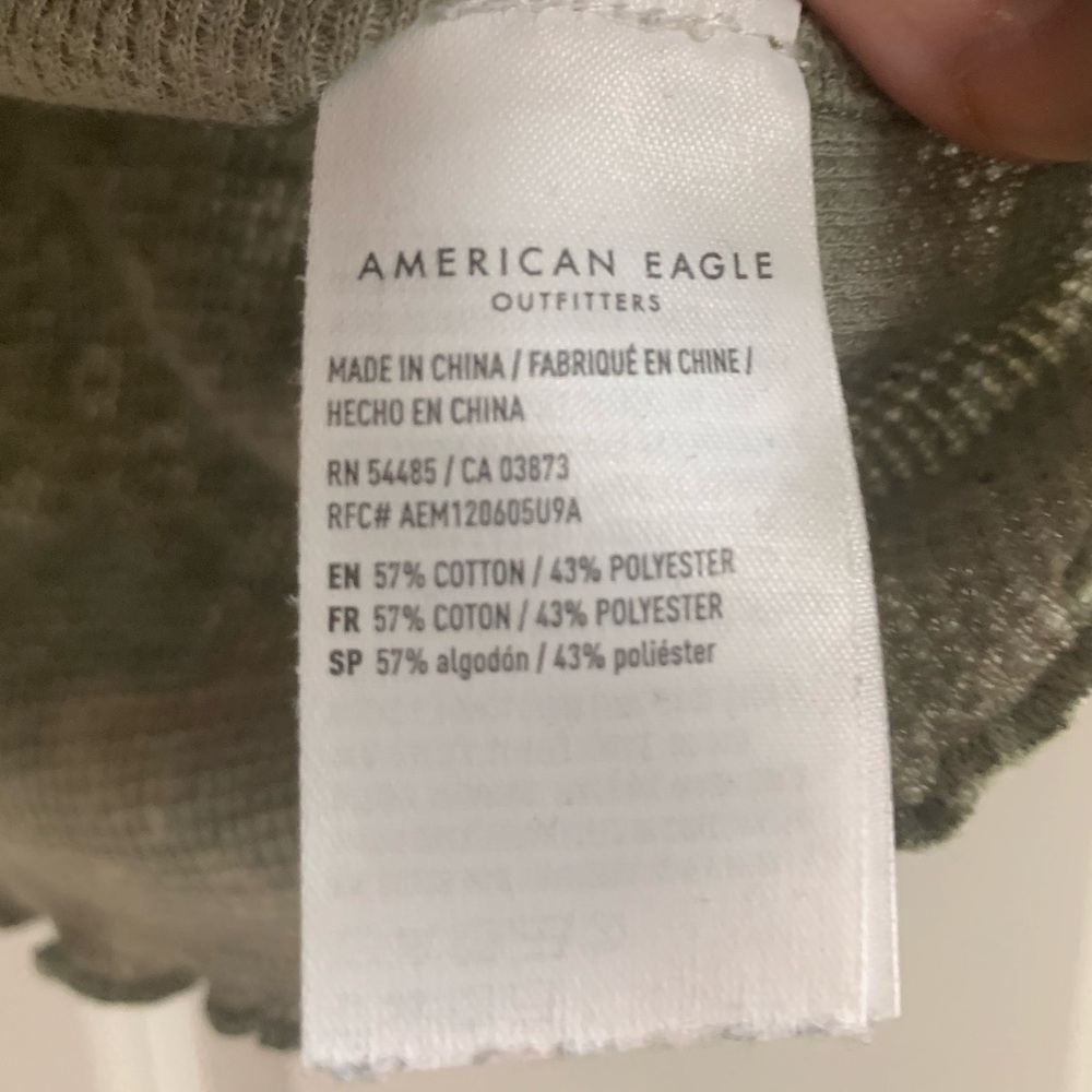 American Eagle Floral Waffle Baby Tee in Olive - Picture 5 of 6
